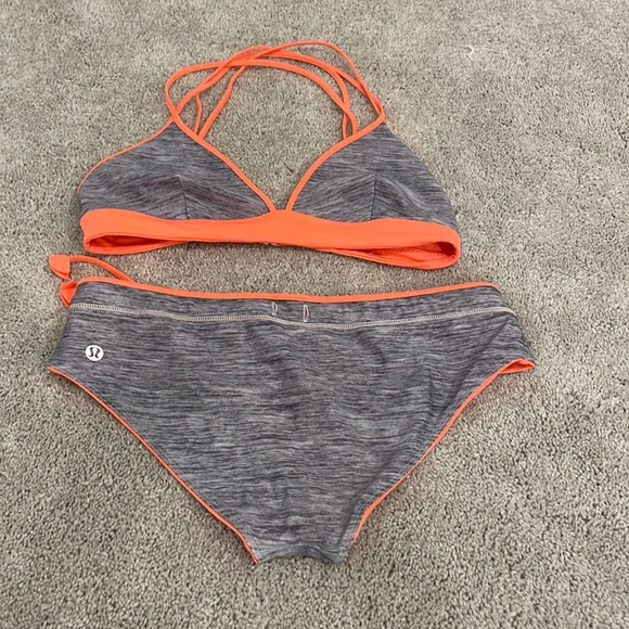 Lululemon neon orange and heather gray reversible 2-piece - Picture 2 of 4